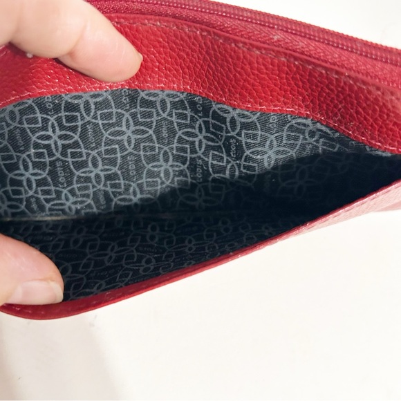 LODIS Leather Long Stacker Credit Card Organization Wallet Slim Red Fully Lined - Picture 8 of 10